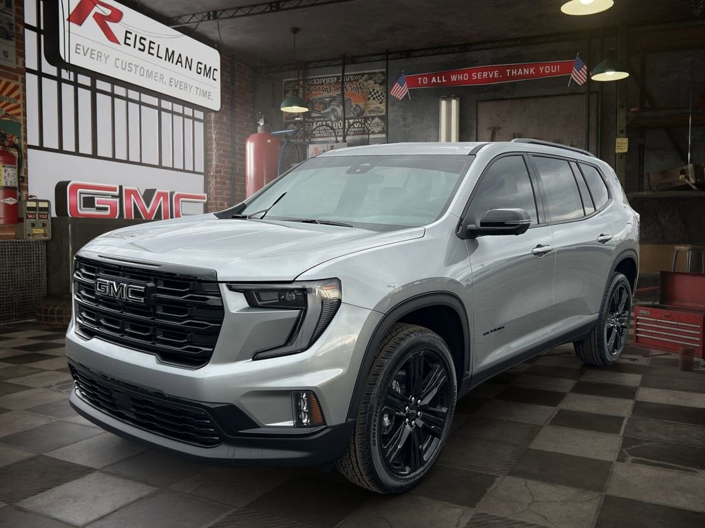 2026 GMC Acadia Elevation in Sterling Metallic — front three-quarter view