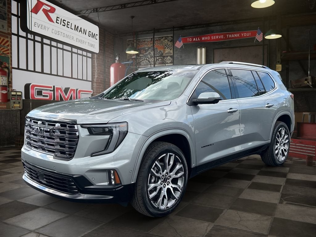 2026 GMC Acadia Denali Ultimate in Sterling Metallic — front three-quarter view