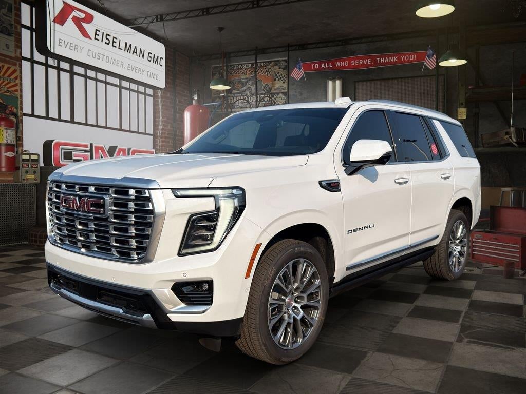 2026 GMC Yukon Denali in Glacier White Tricoat — front three-quarter view