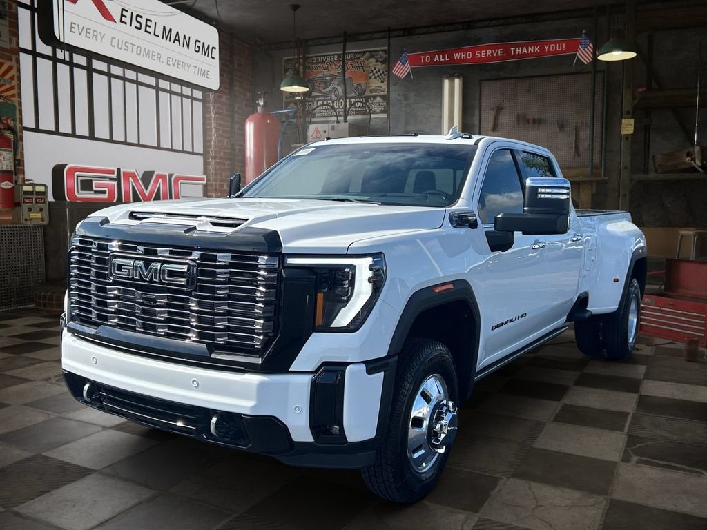 2026 GMC Sierra 3500 HD Denali Ultimate DRW in Summit White — front three-quarter view